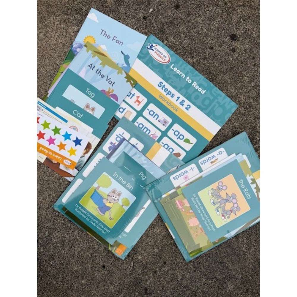 Hooked on Phonics Learn to Read Steps 1 & 2 Workbook Storybooks Stickers Set